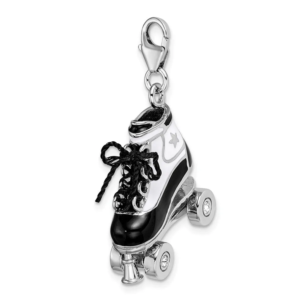 Sterling Silver Amore La Vita Rhodium-pl 3-D Enameled Roller Skate Charm