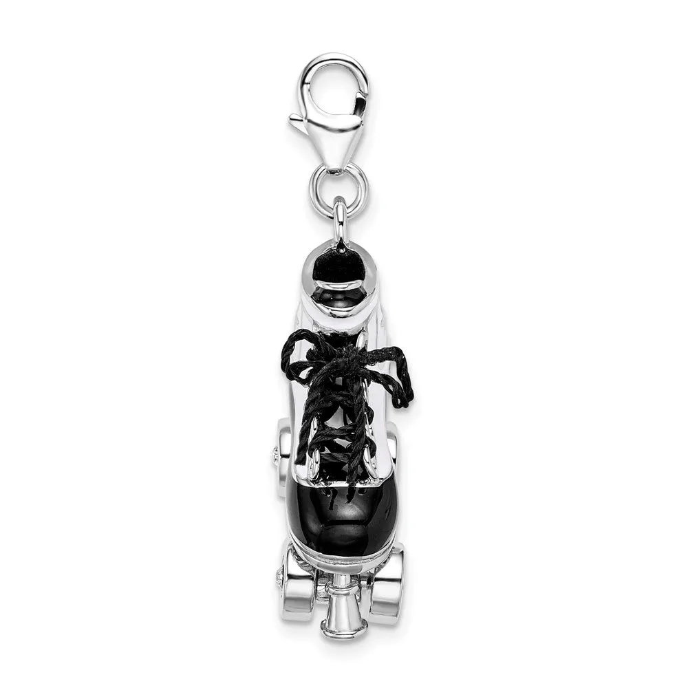 Sterling Silver Amore La Vita Rhodium-pl 3-D Enameled Roller Skate Charm