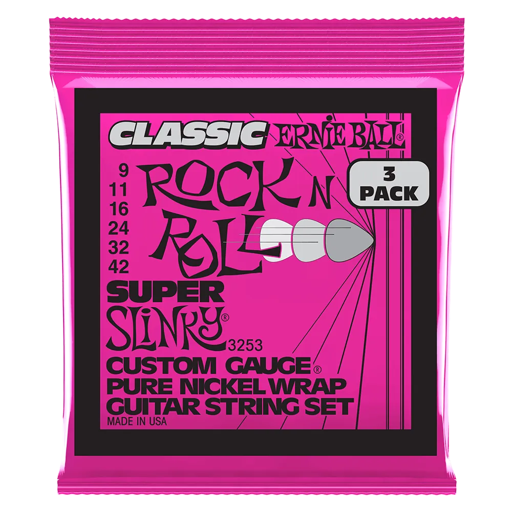 Super Slinky Classic RnR Pure Nickel Electric Guitar Strings  3 Pack 9 42