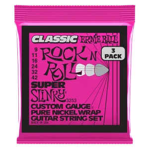 Super Slinky Classic RnR Pure Nickel Electric Guitar Strings  3 Pack 9 42