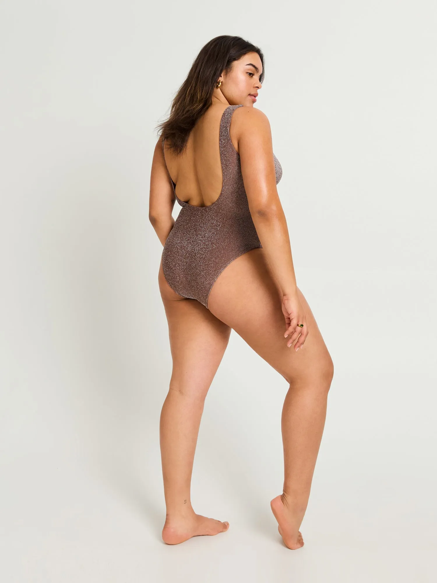Swimwear Shimmer V Neck One Piece Light-Moderate Espresso