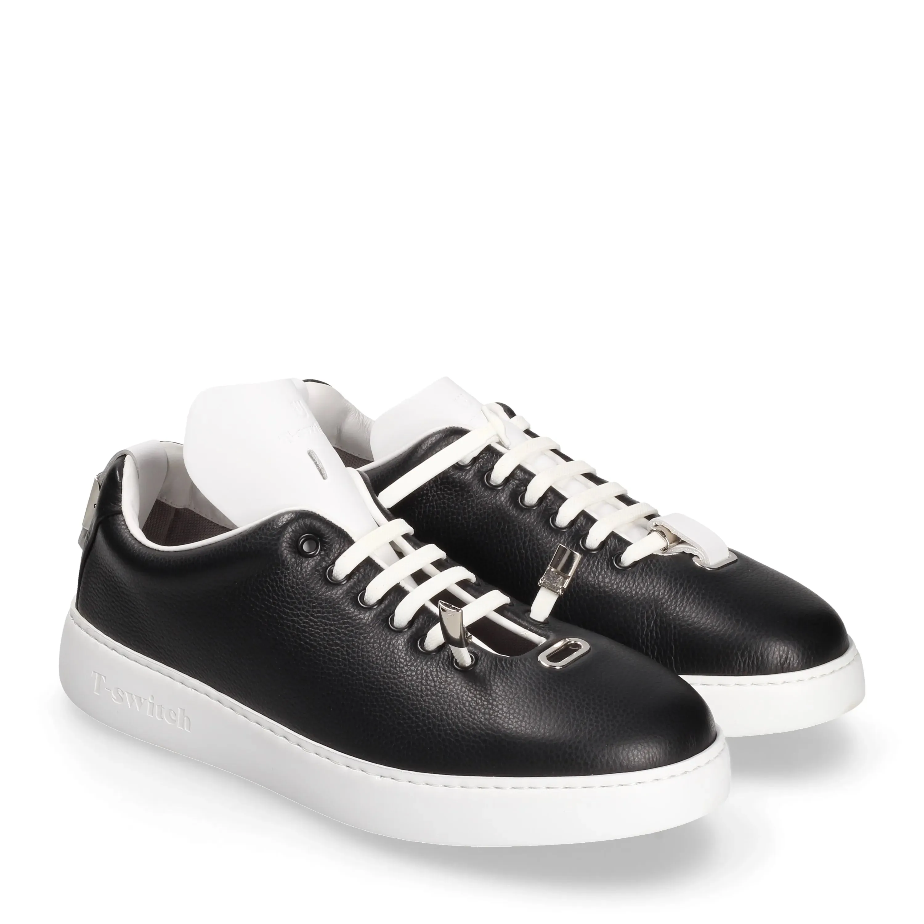 T-Switch Men's Shoes Black Calf-Skin Leather Sneaker