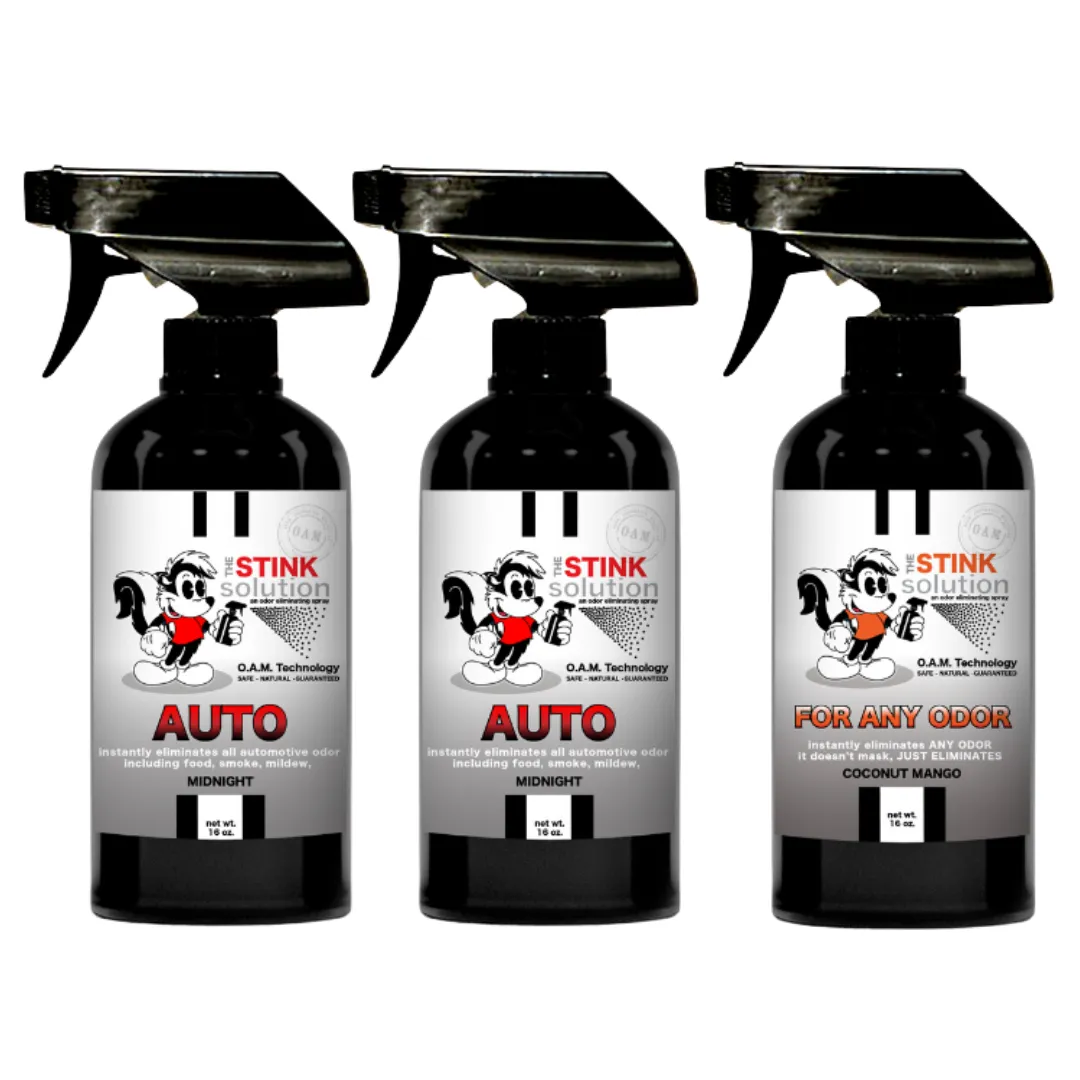 Three Pack - Two Auto Odor Eliminating Sprays   One Spray of Choice 16 oz
