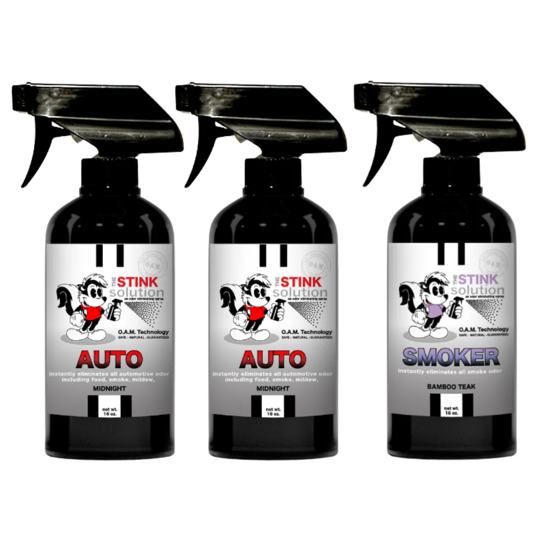 Three Pack - Two Auto Odor Eliminating Sprays   One Spray of Choice 16 oz