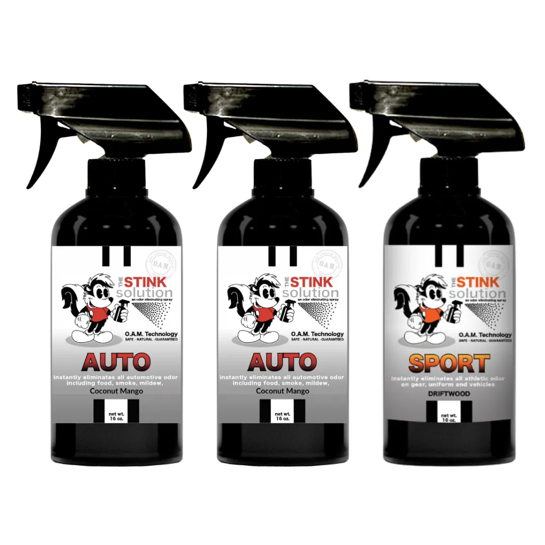 Three Pack - Two Auto Odor Eliminating Sprays   One Spray of Choice 16 oz