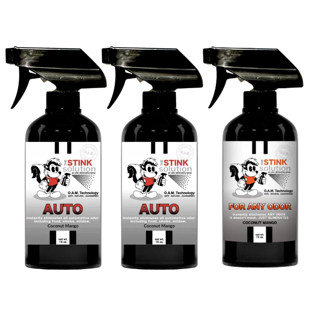 Three Pack - Two Auto Odor Eliminating Sprays   One Spray of Choice 16 oz