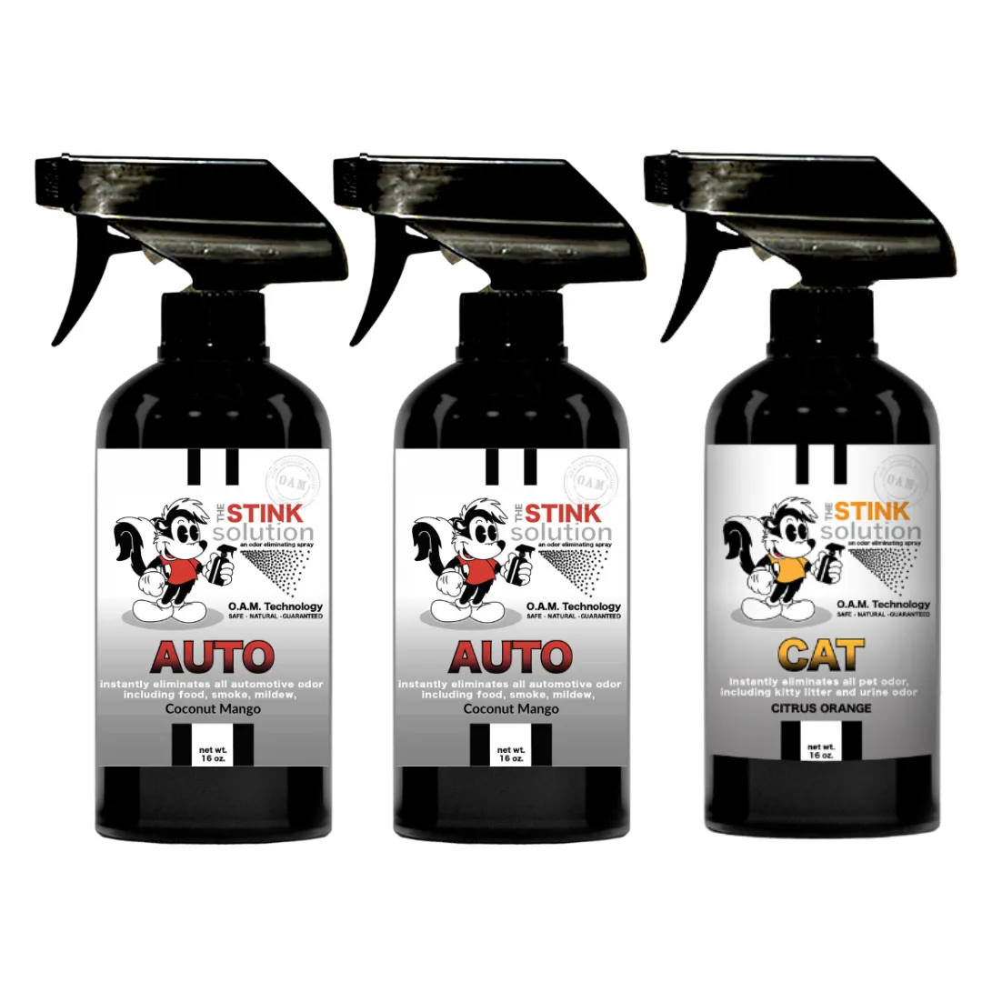 Three Pack - Two Auto Odor Eliminating Sprays   One Spray of Choice 16 oz