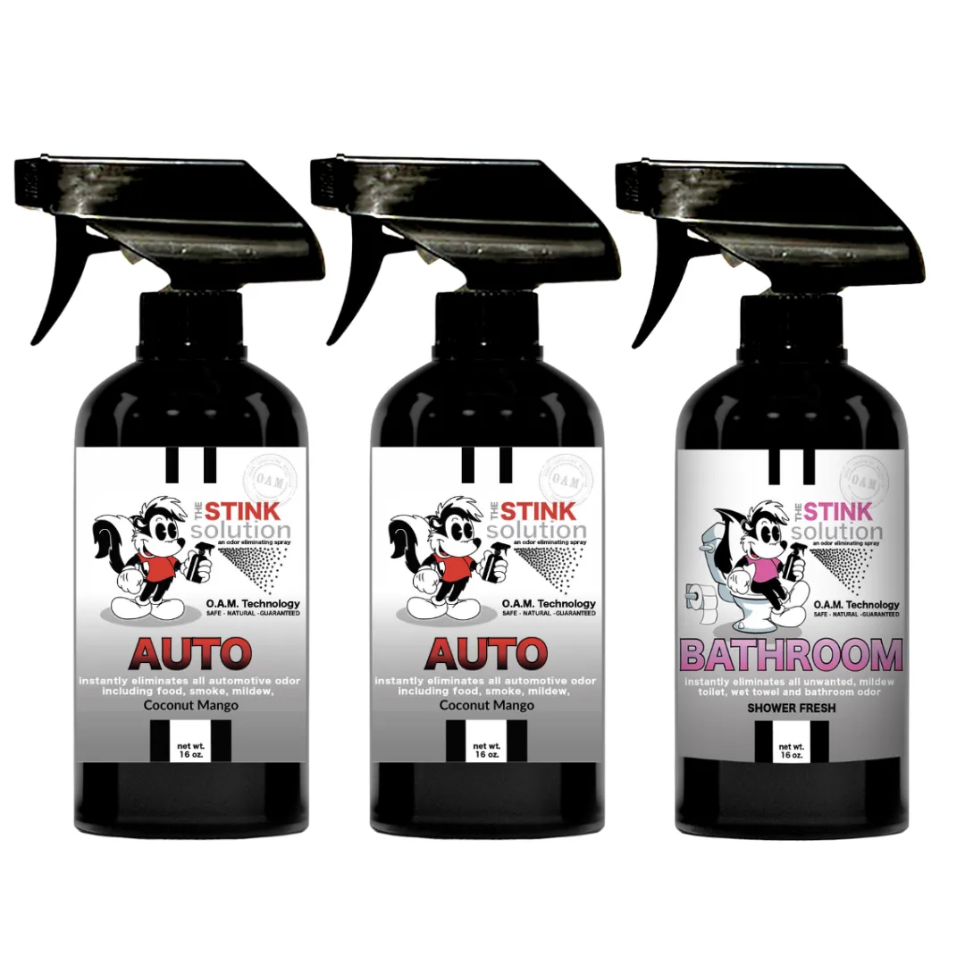 Three Pack - Two Auto Odor Eliminating Sprays   One Spray of Choice 16 oz