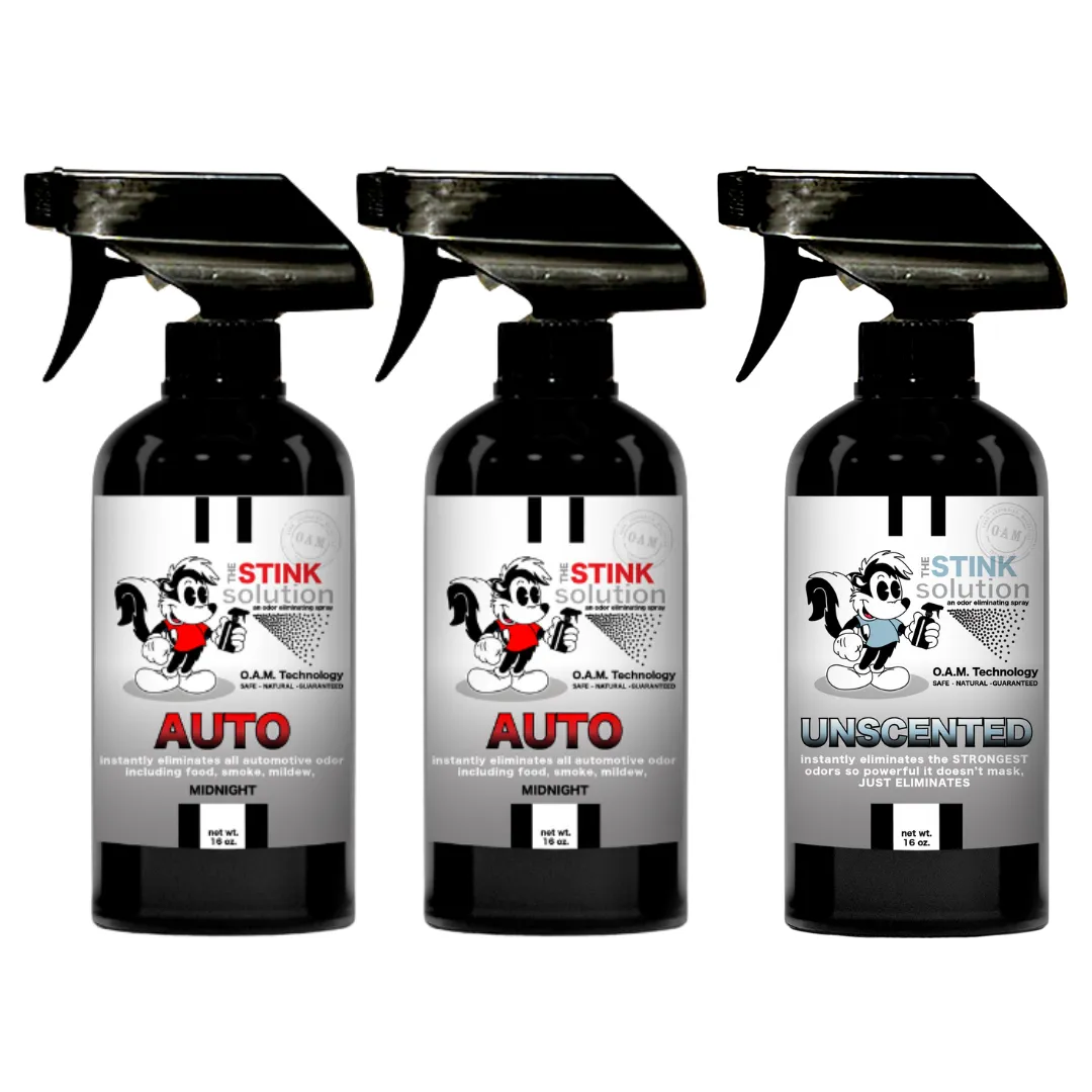 Three Pack - Two Auto Odor Eliminating Sprays   One Spray of Choice 16 oz