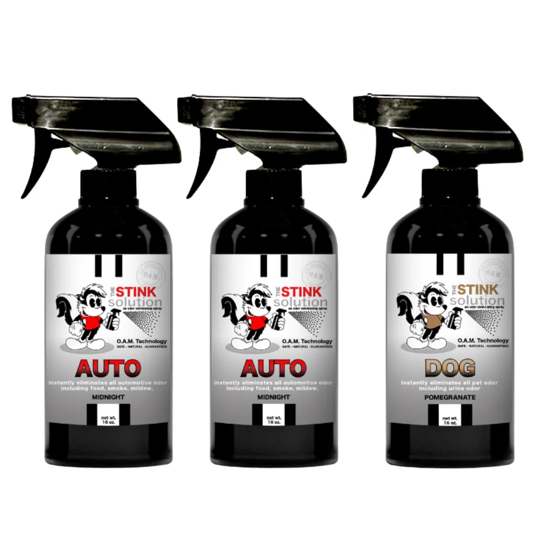 Three Pack - Two Auto Odor Eliminating Sprays   One Spray of Choice 16 oz