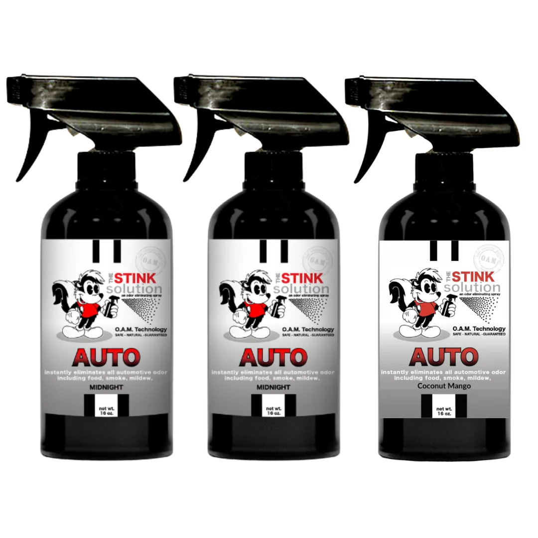 Three Pack - Two Auto Odor Eliminating Sprays   One Spray of Choice 16 oz