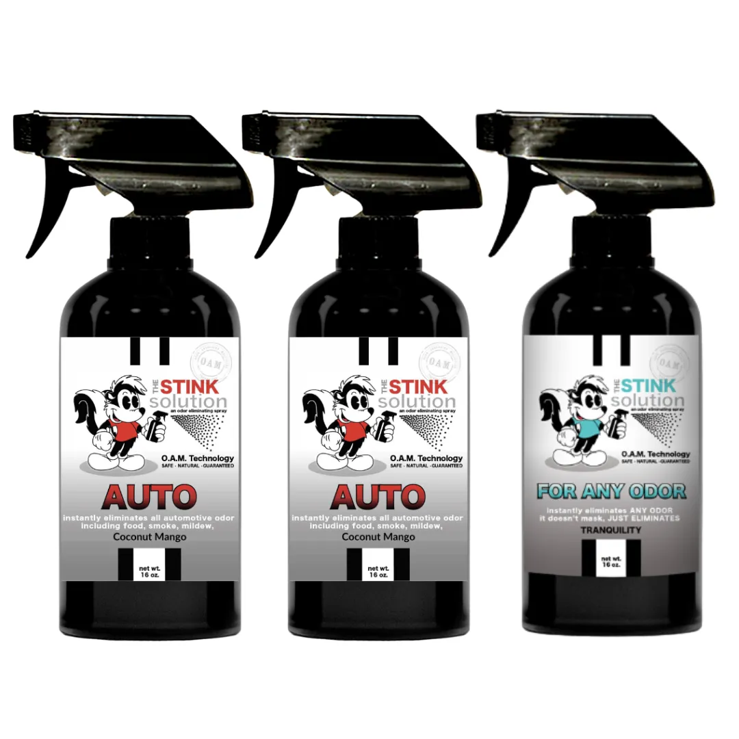 Three Pack - Two Auto Odor Eliminating Sprays   One Spray of Choice 16 oz