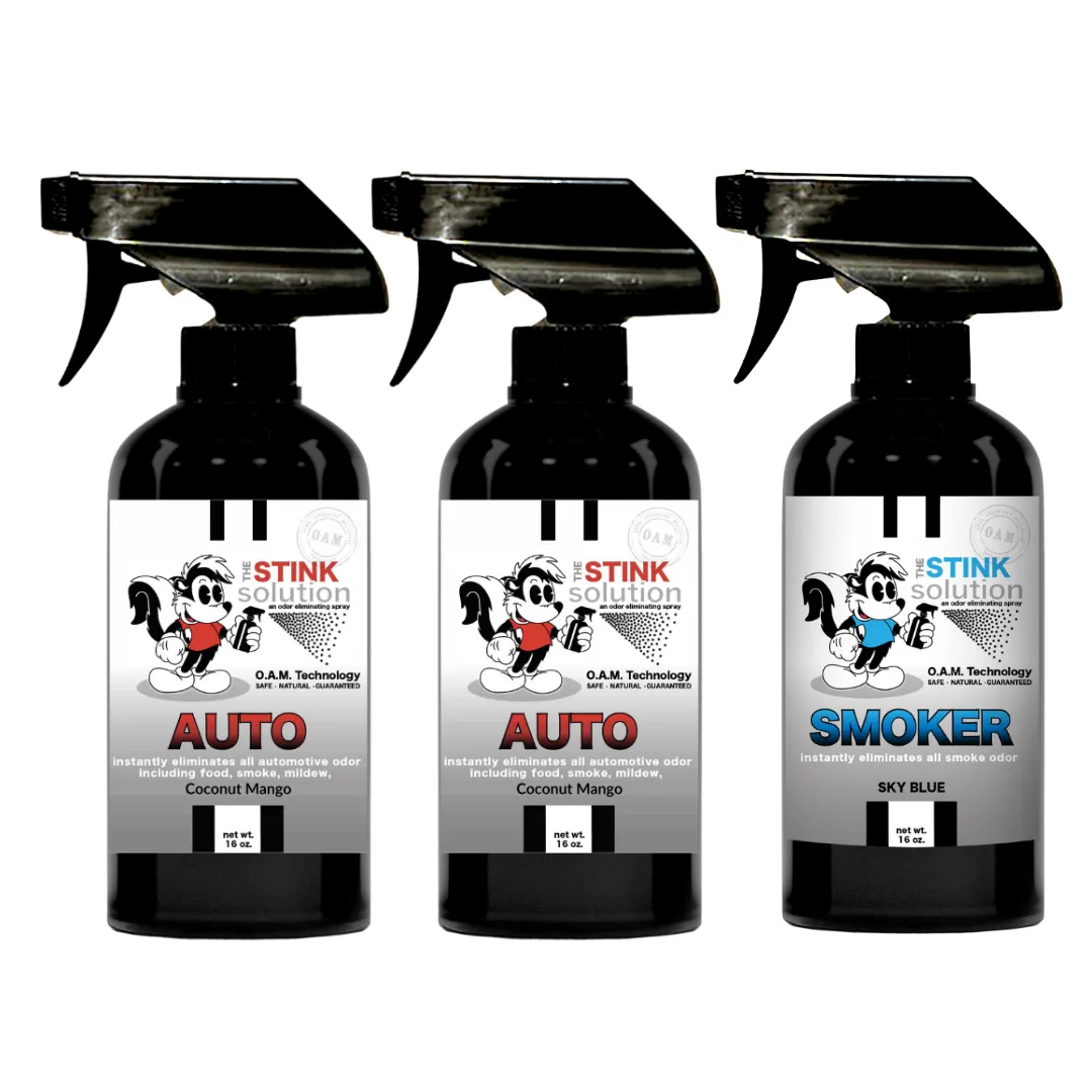 Three Pack - Two Auto Odor Eliminating Sprays   One Spray of Choice 16 oz