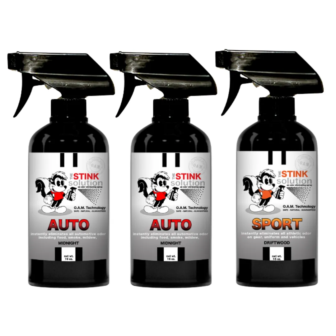 Three Pack - Two Auto Odor Eliminating Sprays   One Spray of Choice 16 oz