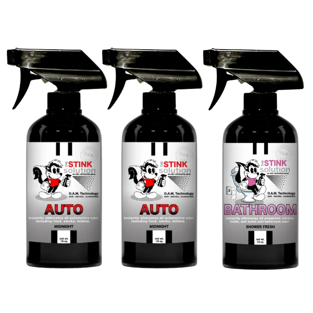 Three Pack - Two Auto Odor Eliminating Sprays   One Spray of Choice 16 oz