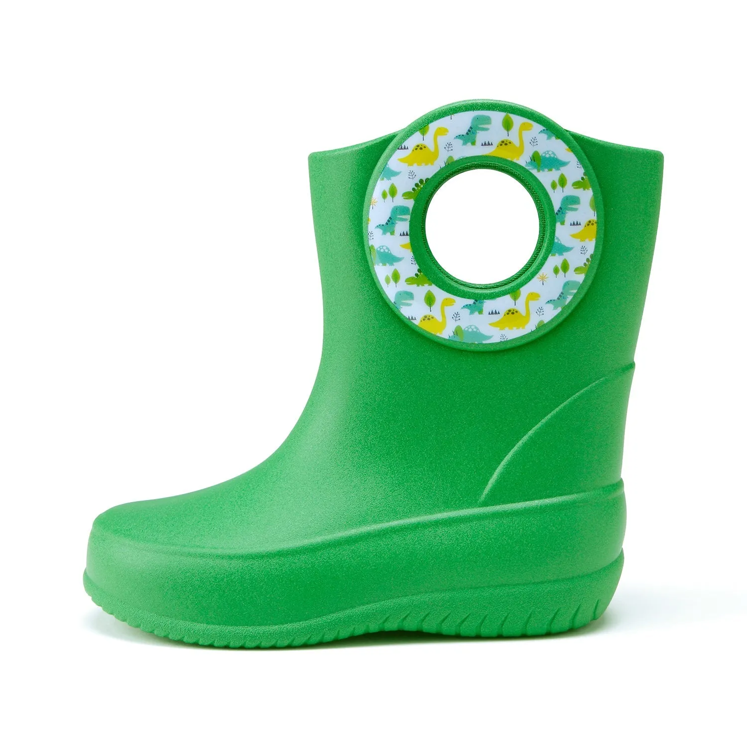 Toddler Kendall Rain Boots, Green Dinosaurs