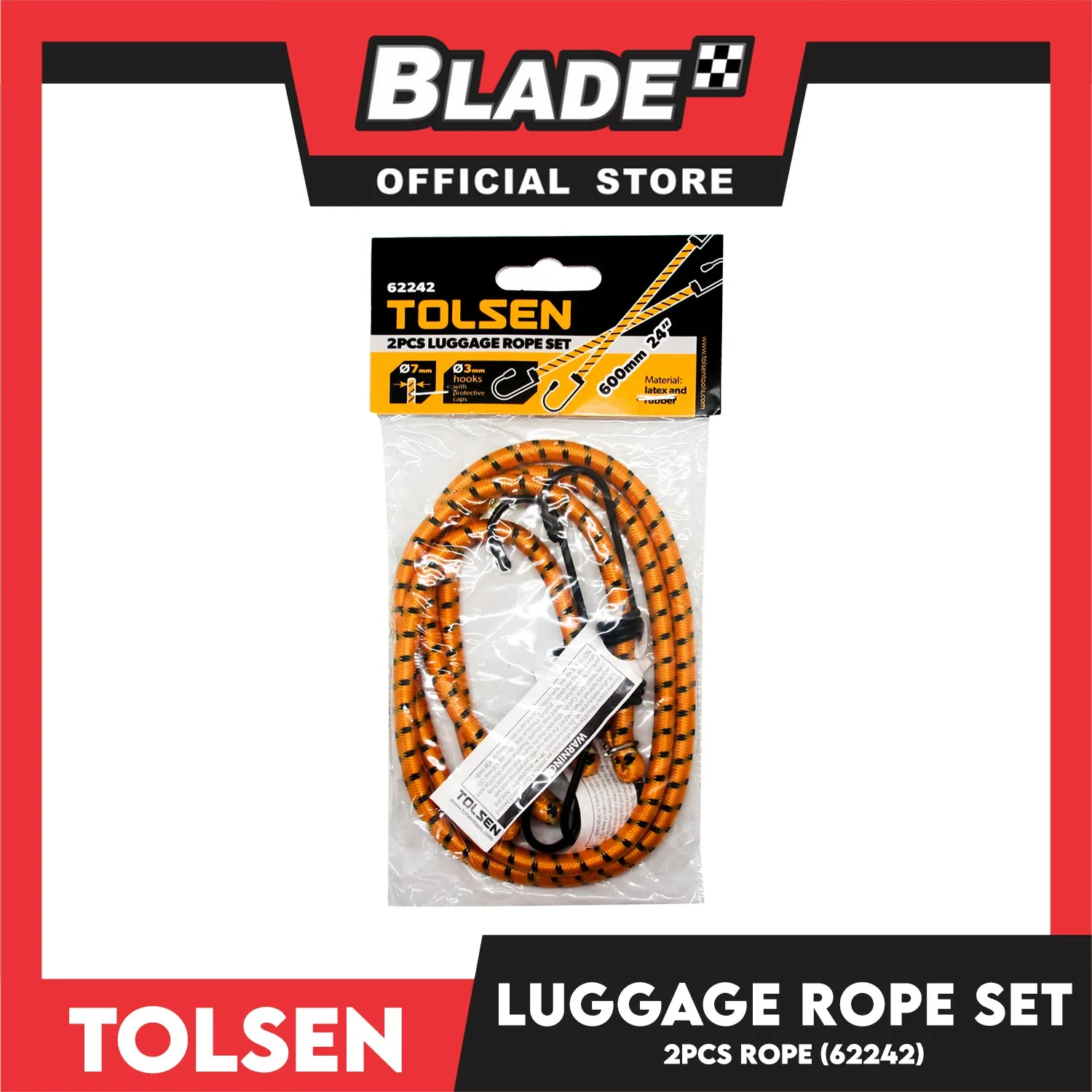 Tolsen 2pcs. Luggage Rope With 2 Hooks  62242