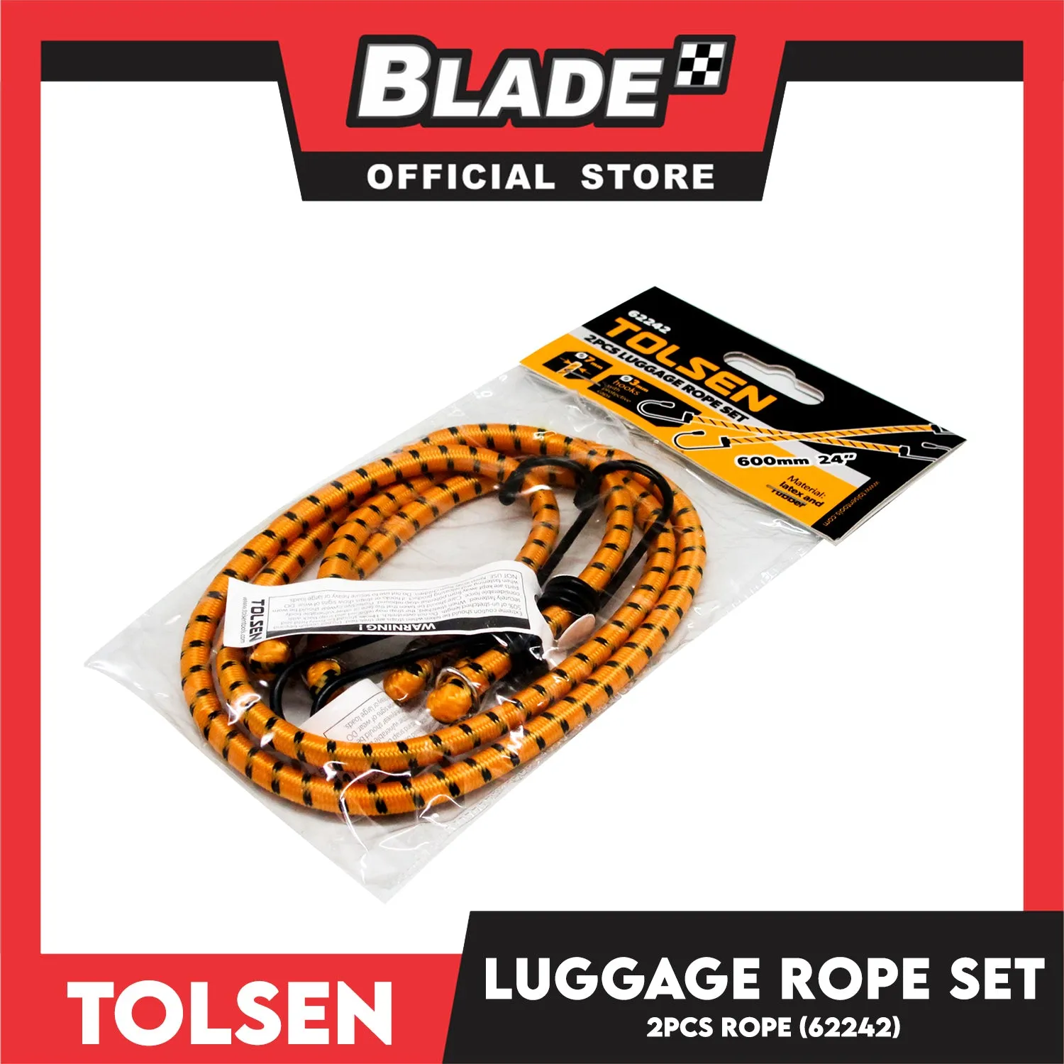 Tolsen 2pcs. Luggage Rope With 2 Hooks  62242