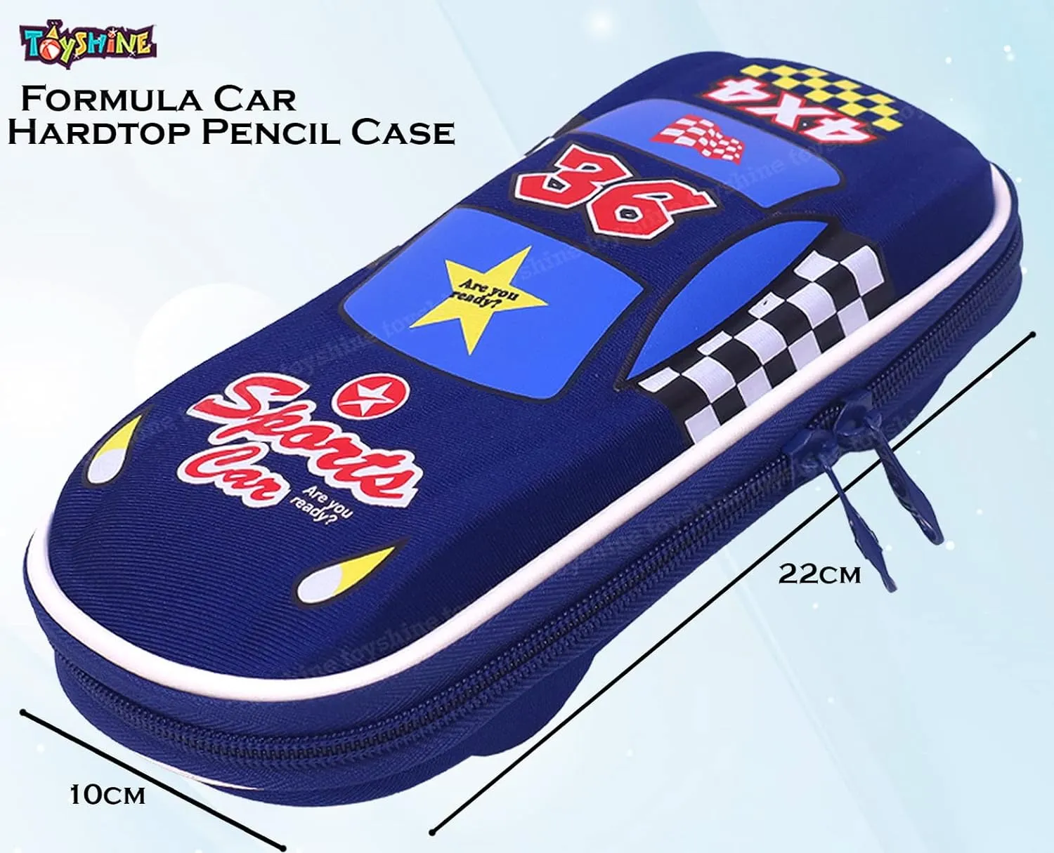 Toyshine Formula Car Hardtop Pencil Case with Compartments - Kids Large Capacity School Supply Organizer Students Stationery Box - Girls Boys Pen Pouch- Dark Blue