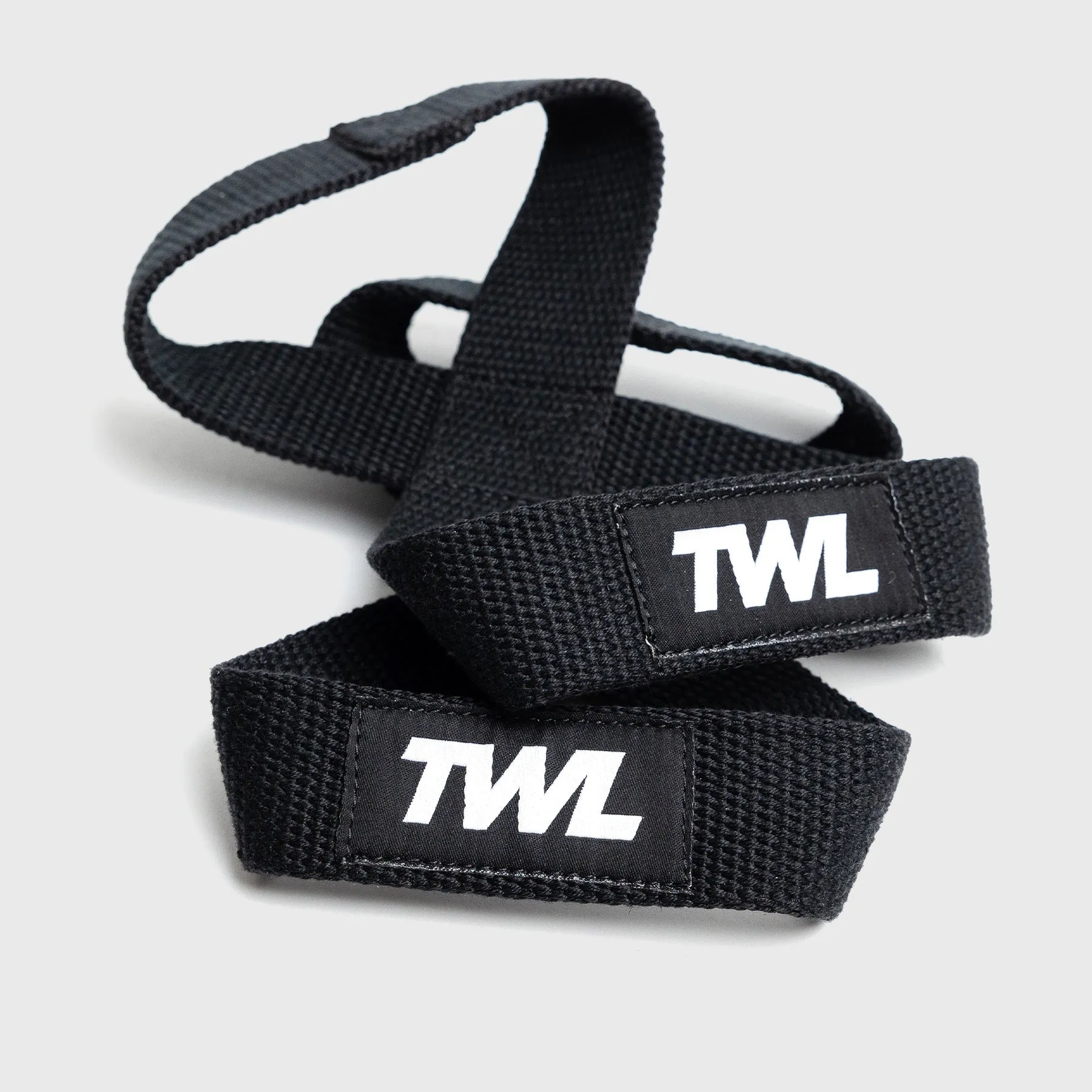 TWL - FIGURE 8 LIFTING STRAPS - COTTON - PAIR - BLACK