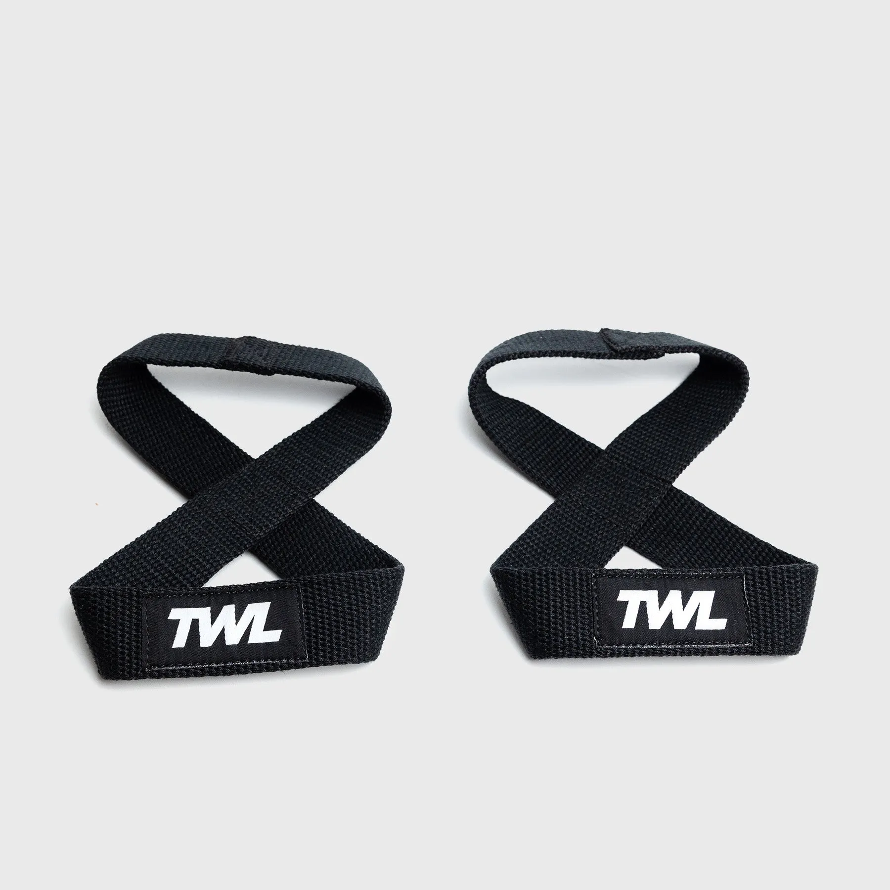 TWL - FIGURE 8 LIFTING STRAPS - COTTON - PAIR - BLACK