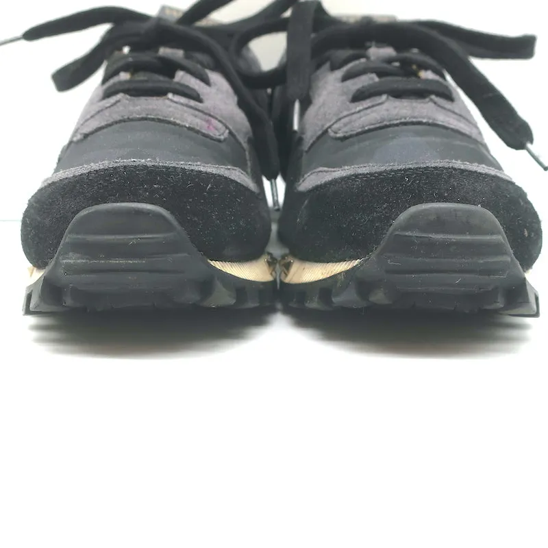 Valentino Soul Rockstud Sneakers Black Camo & Gray Suede Size 35