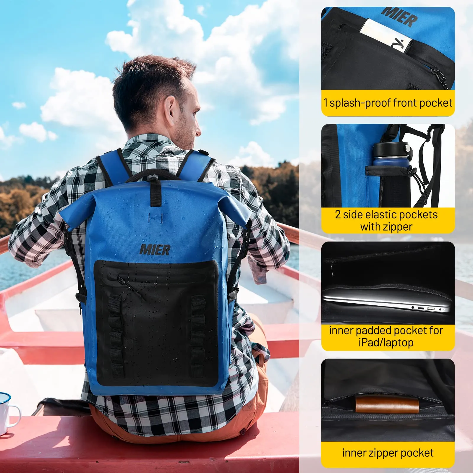 Waterproof Backpack Sack Roll-Top Closure Dry Bag