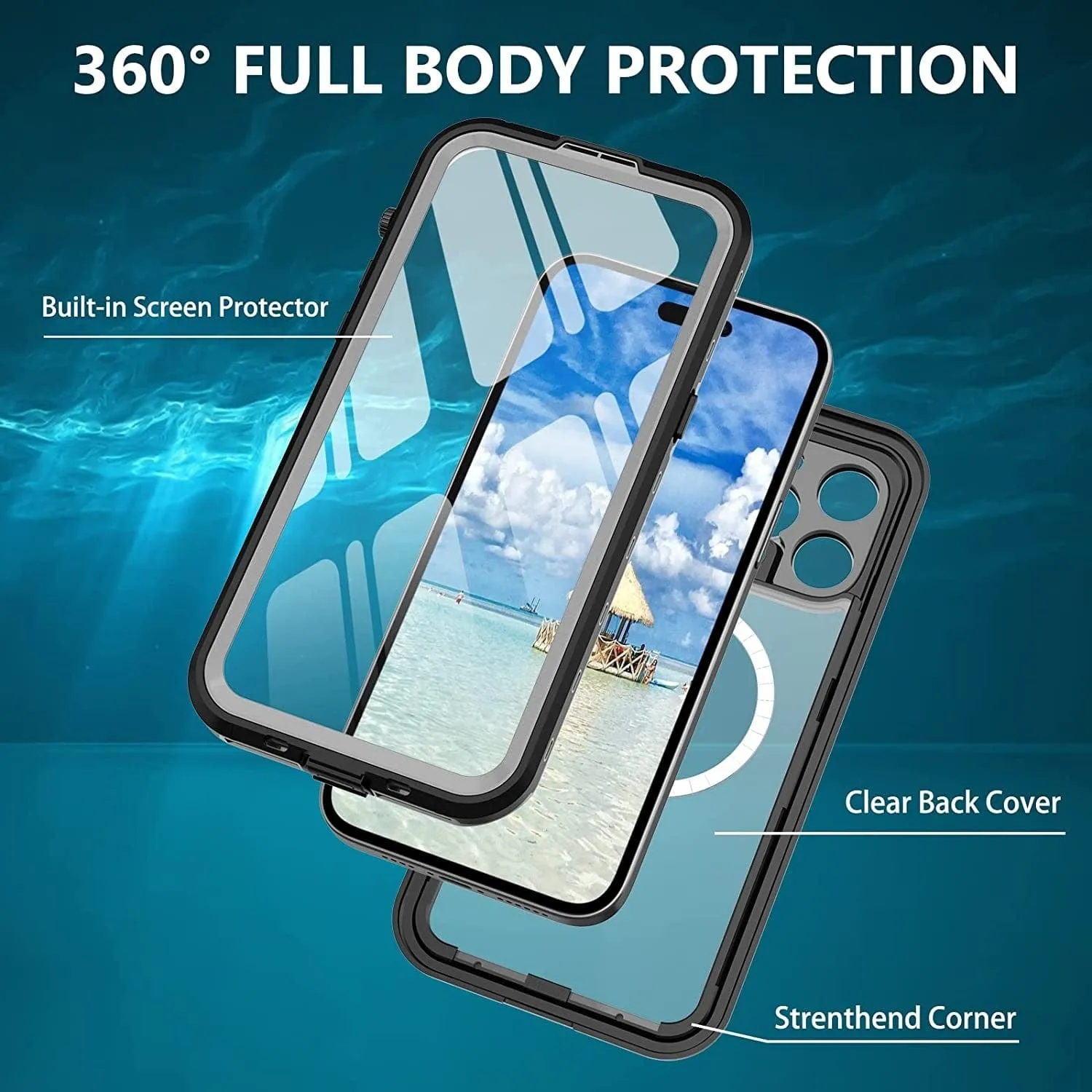 Waterproof Phone Case With Magnetic Charging