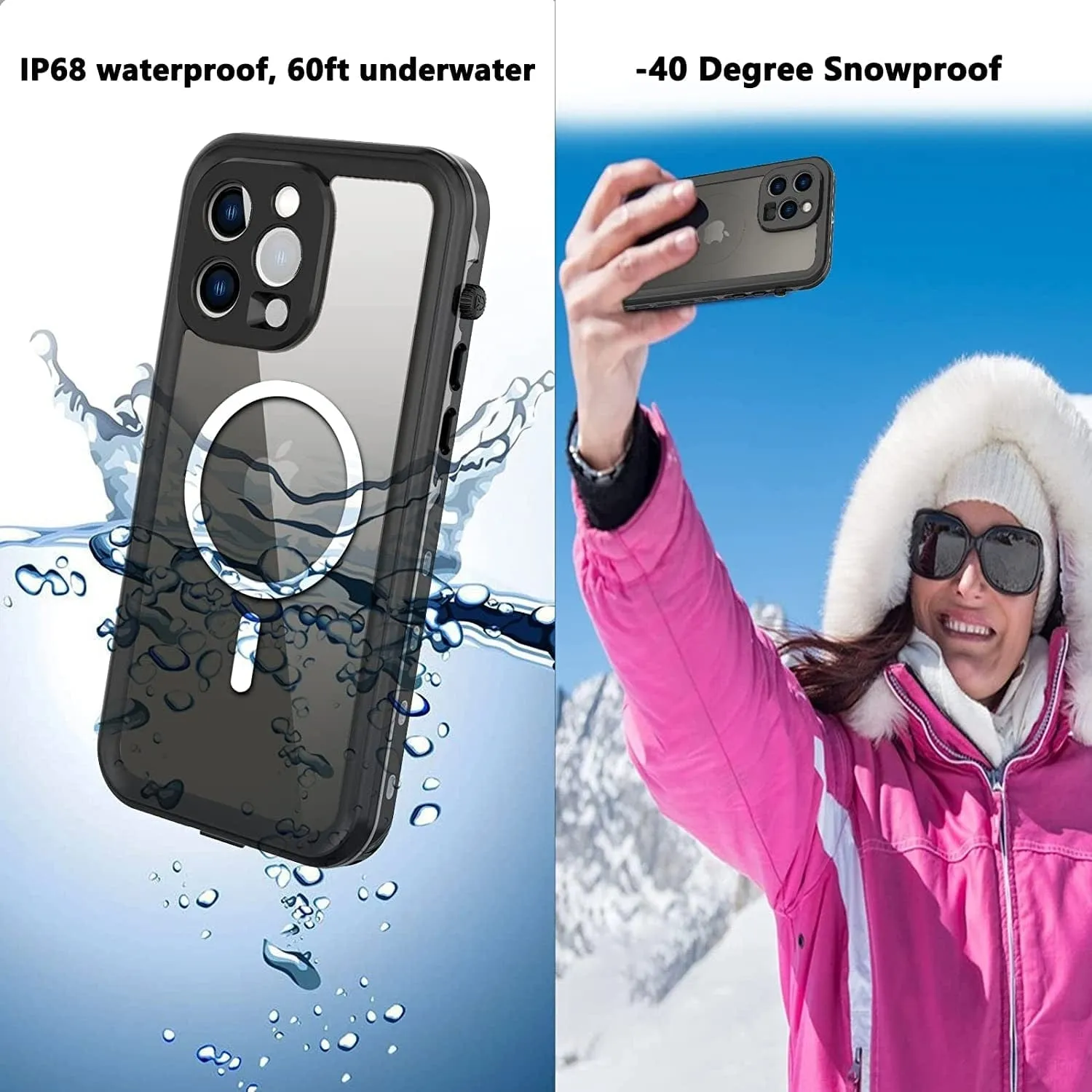 Waterproof Phone Case With Magnetic Charging