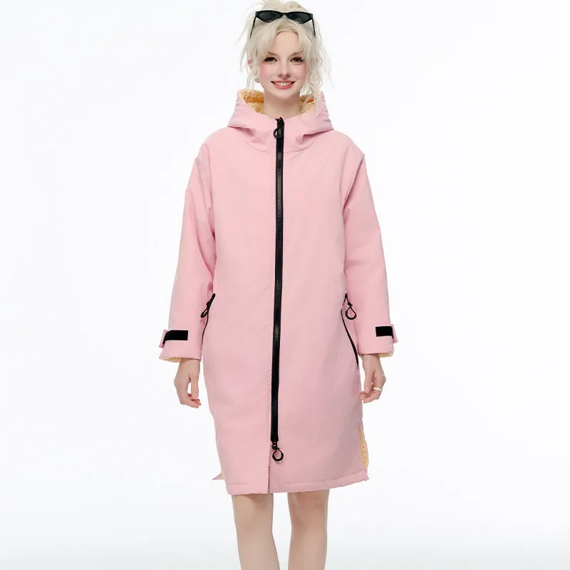 Waterproof Surf Changing Robe Outdoor Coat Fleece Lined Jacket Keeping Warm Dry Oversized Poncho Coat for Swimming Surfing Beach