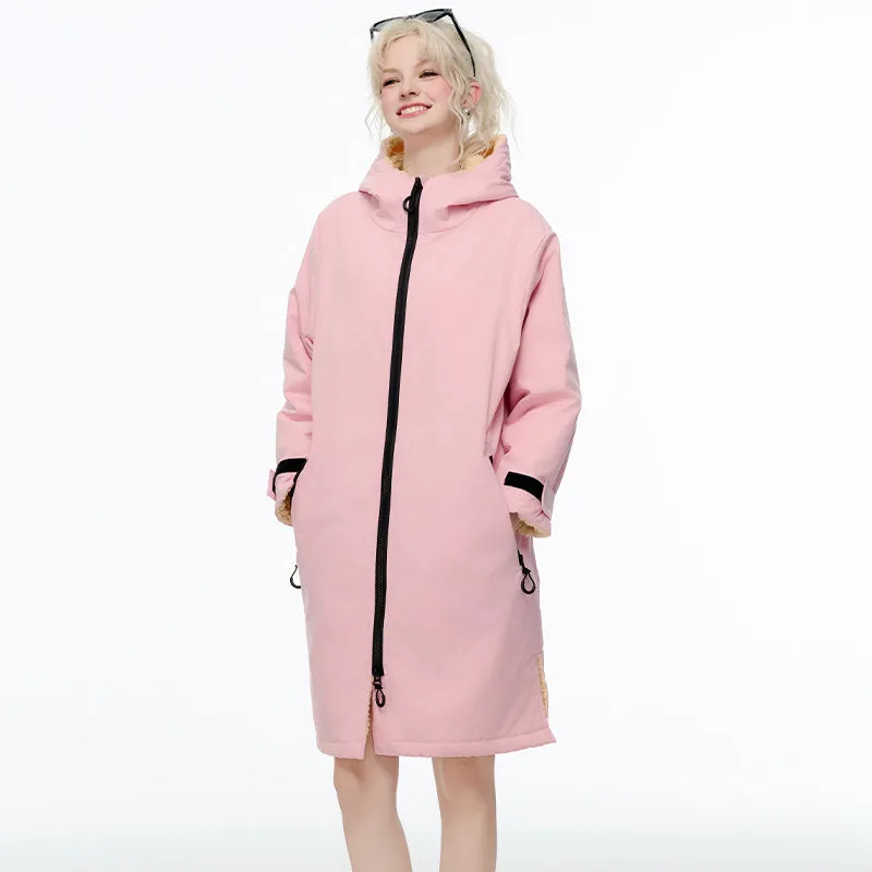 Waterproof Surf Changing Robe Outdoor Coat Fleece Lined Jacket Keeping Warm Dry Oversized Poncho Coat for Swimming Surfing Beach