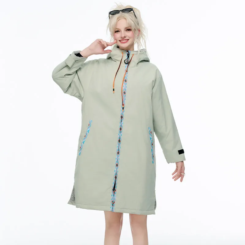 Waterproof Surf Changing Robe Outdoor Coat Fleece Lined Jacket Keeping Warm Dry Oversized Poncho Coat for Swimming Surfing Beach