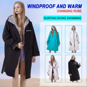 Waterproof Surf Changing Robe Outdoor Coat Lamb Wool Jacket Hooded Cloak Beach Surfing Pool Lining Anorak Raincoat Unisex Bath PH001
