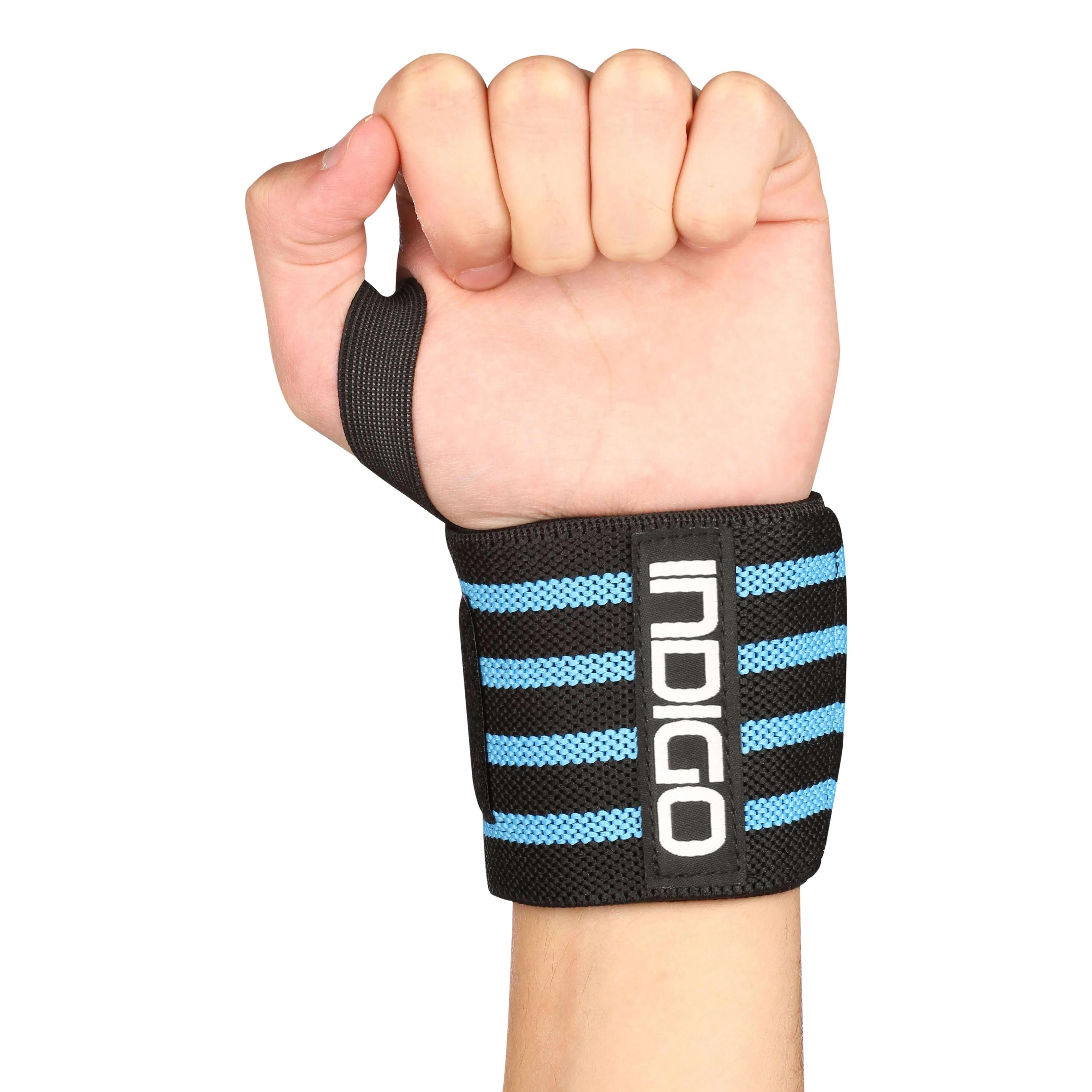 Weightlifting Elastic Wristband INDIGO Black-Blue