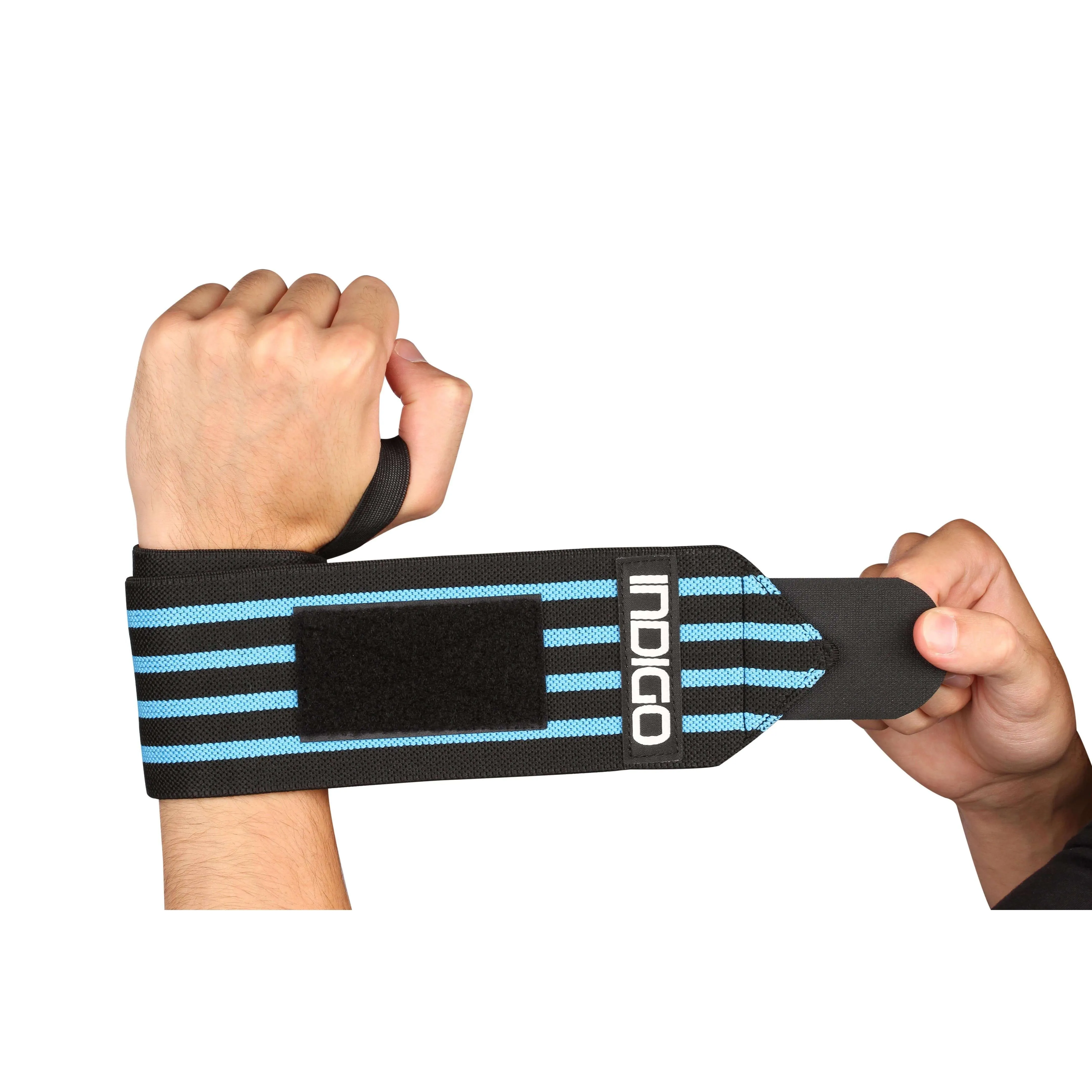 Weightlifting Elastic Wristband INDIGO Black-Blue