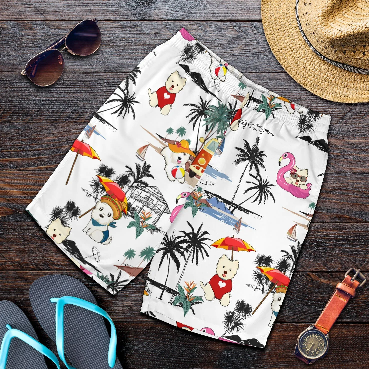 West Highland White Terrier-Summer Beach Mens Shorts