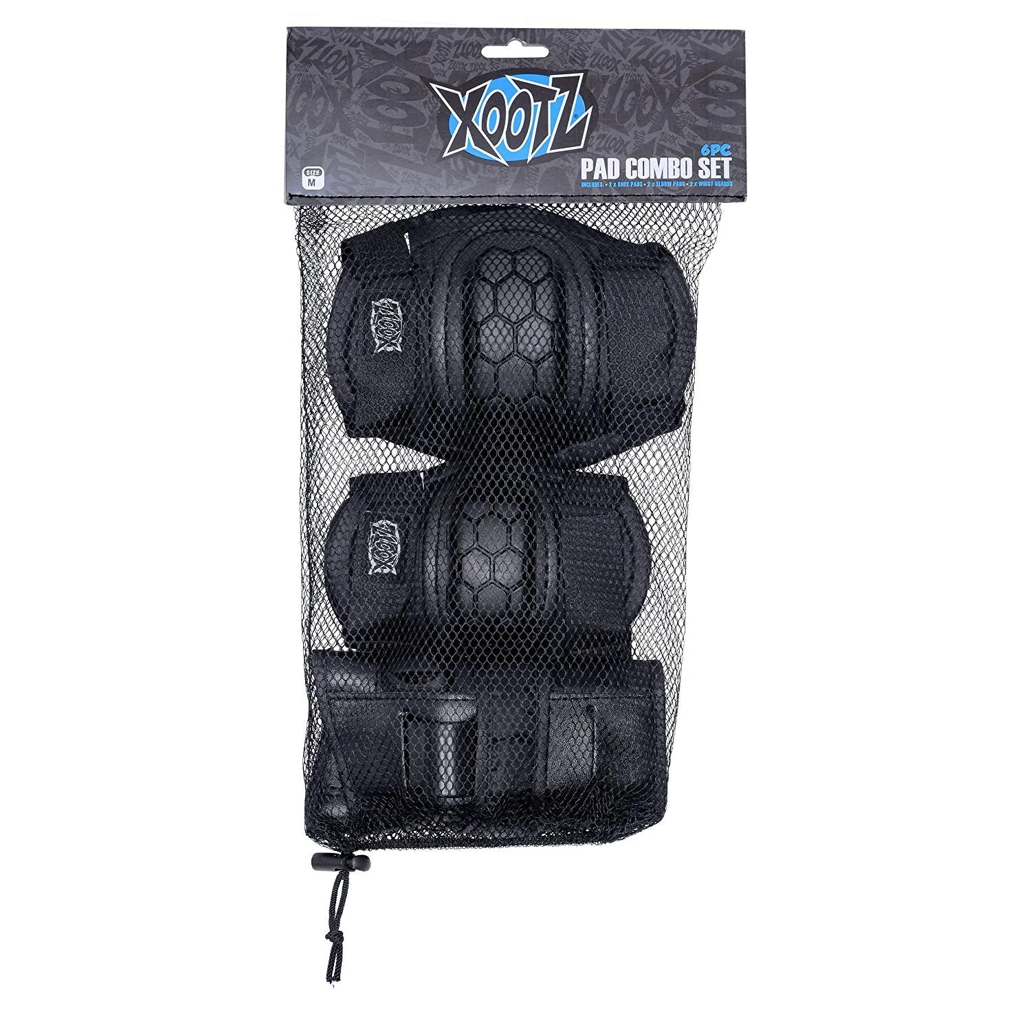 Xootz Kids' Skate 6 Piece Knee, Elbow and Wrist Protective Set - Large - Black