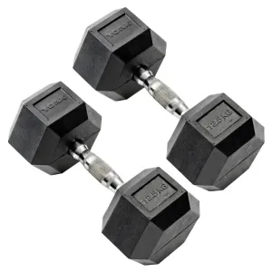 York 12.5kg Commercial Rubber Hex Dumbbells
