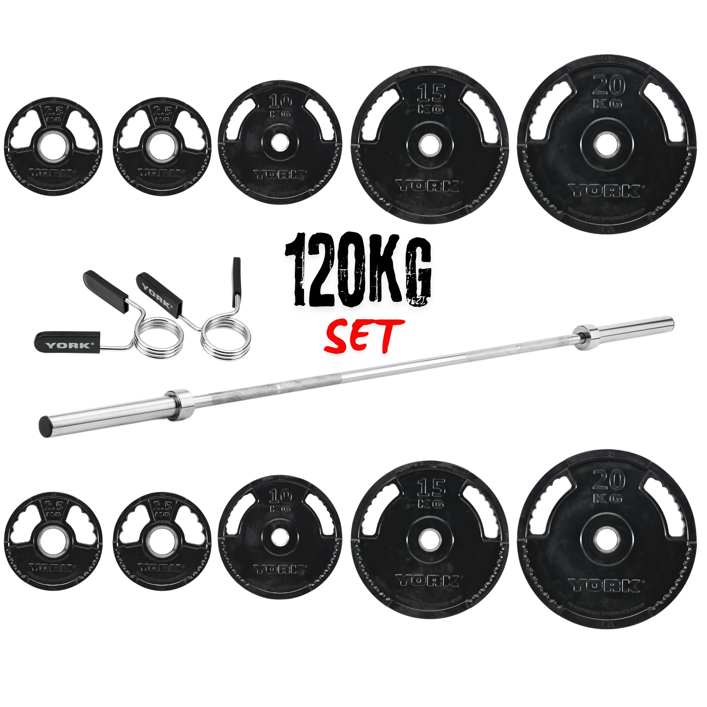 York barbell 120KG G2 Rubber Thin Line Olympic Weight Set