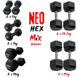 York Barbell 99kg Neo and Hex dumbbells Bundle Mix