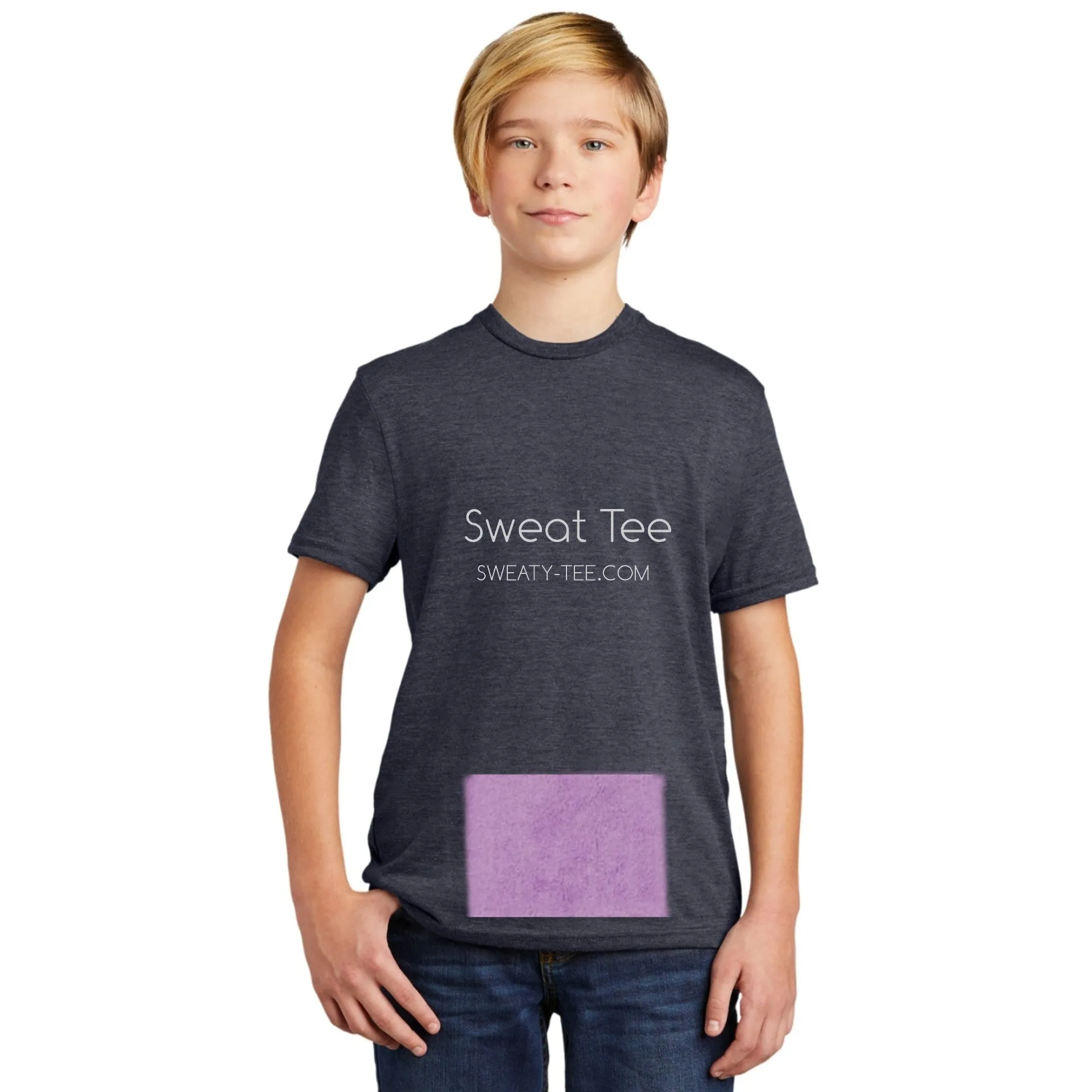 youth attached front panel, navy tee