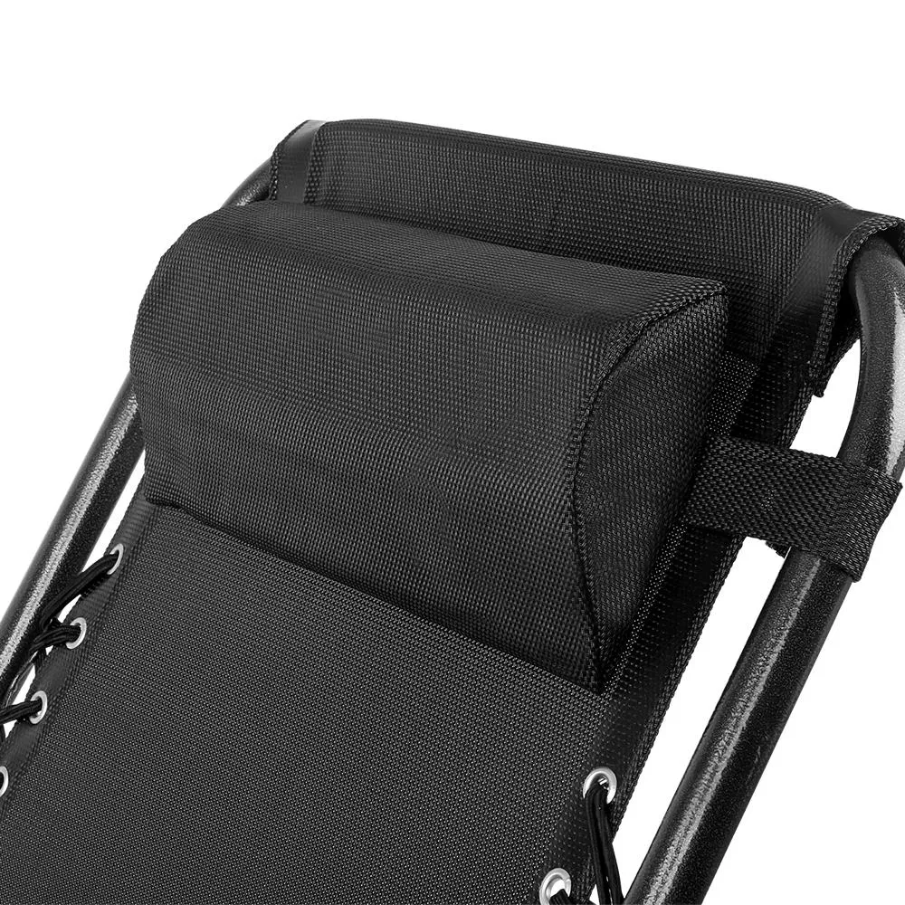 Zero Gravity Chairs Reclining Folding Camping Lounger Black x 2
